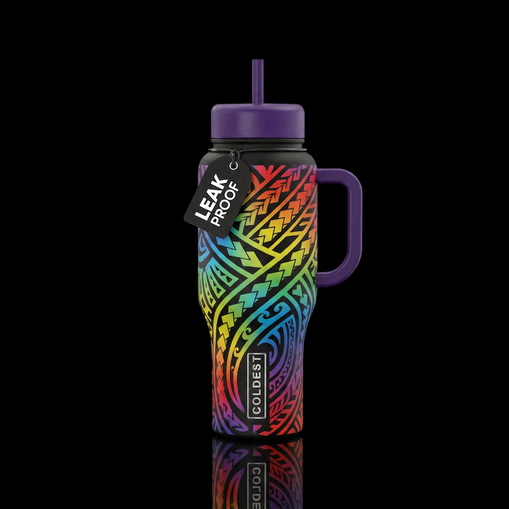 Rainbow tribal water bottle design