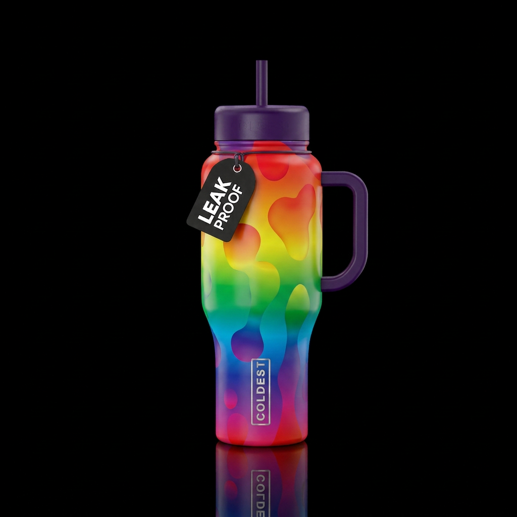 Rainbow lava lamp water bottle design