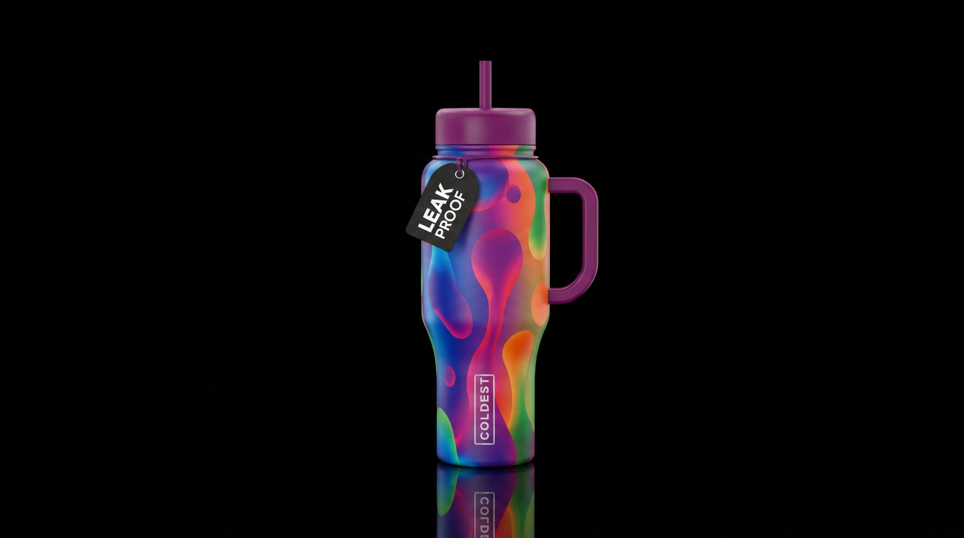 Rainbow lava lamp water bottle design