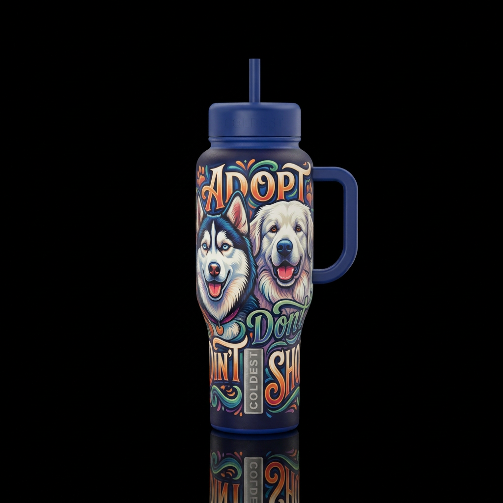 Adopt don’t shop, Siberian Husky, great pyrness, m... water bottle design
