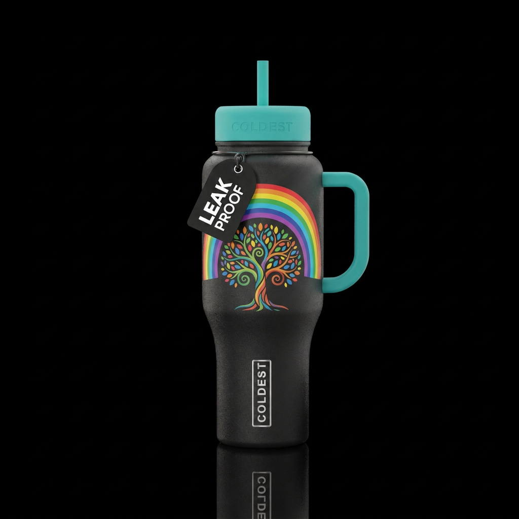 Tree of life, rainbow water bottle design