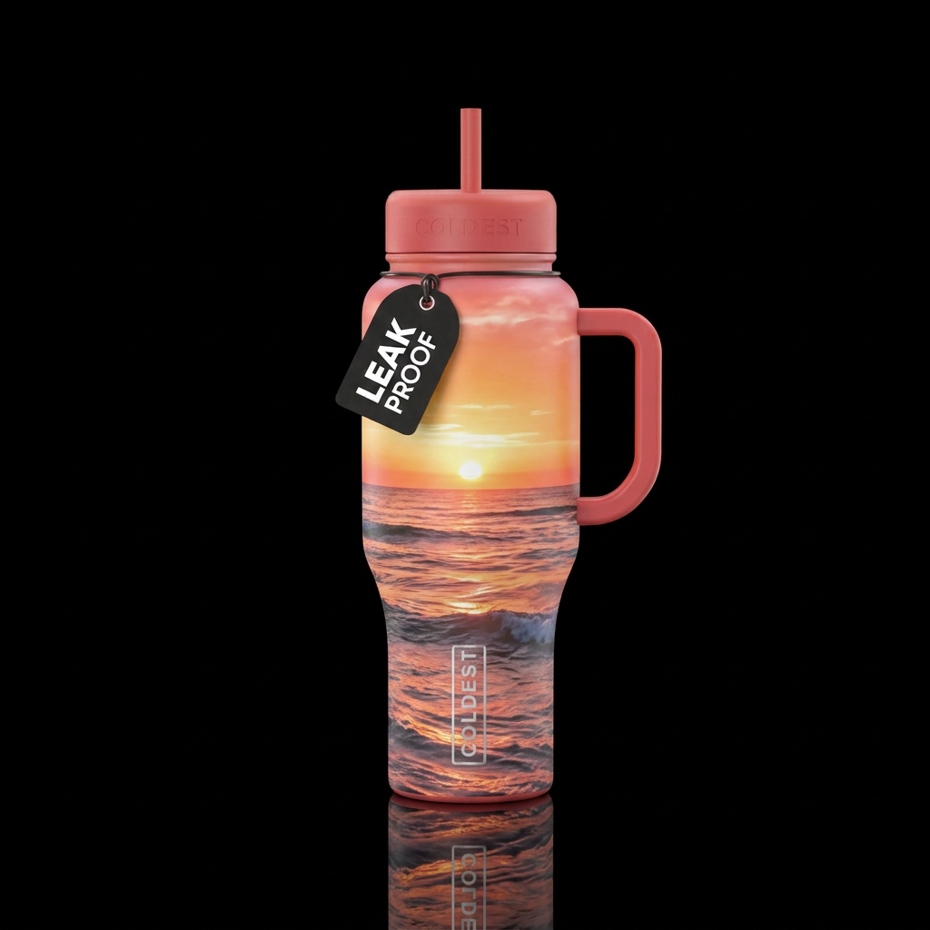 Ocean sunrise water bottle design