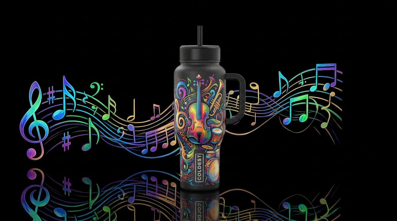 The sound of music water bottle design