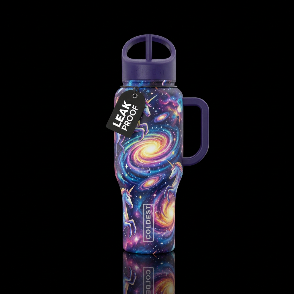 Wildest unicorn rainbow universe water bottle design