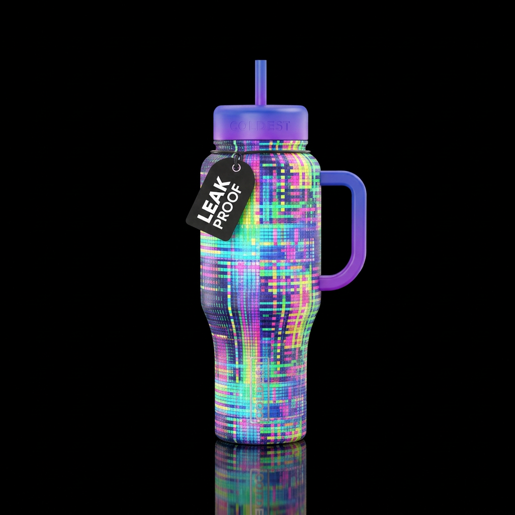 Rainbow digital water bottle design