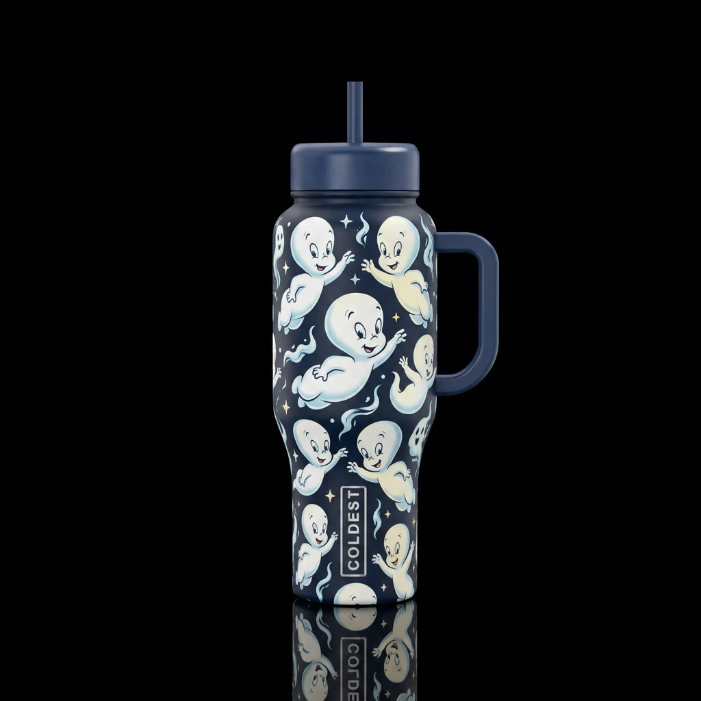 Casper the friendly ghost water bottle design