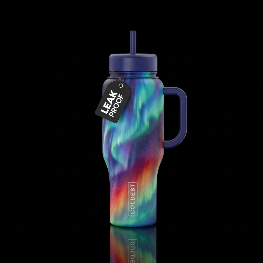 Rainbow arctic auroa water bottle design