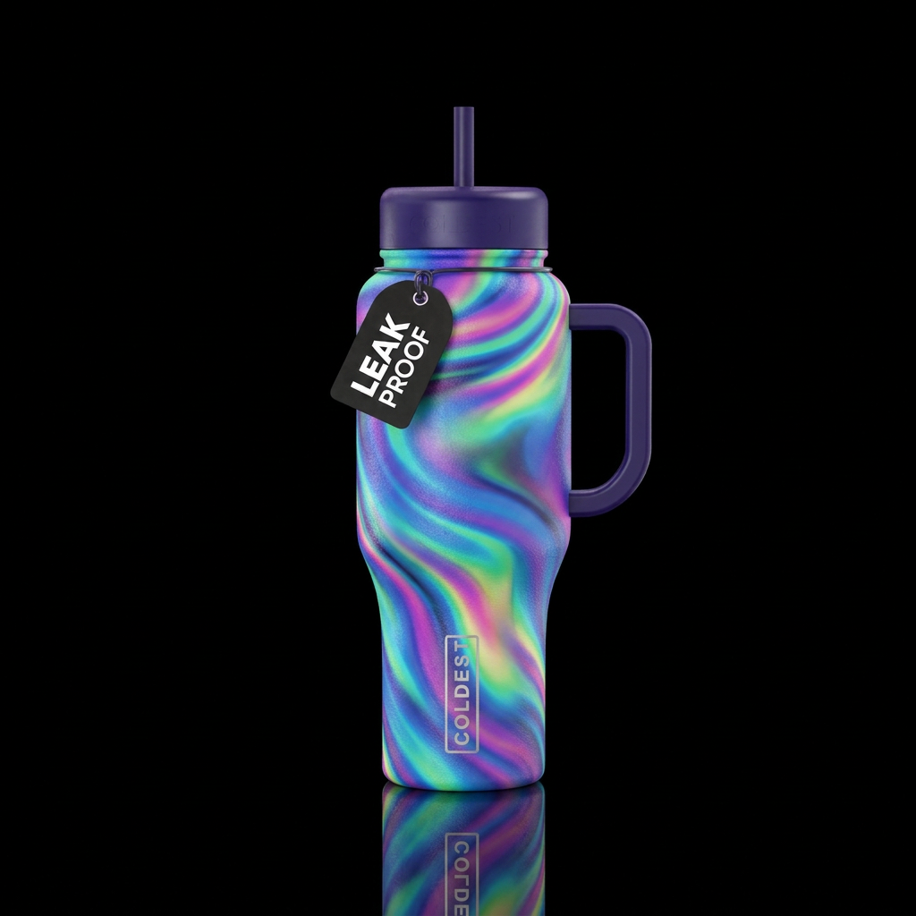 Rainbow arctic auroa water bottle design