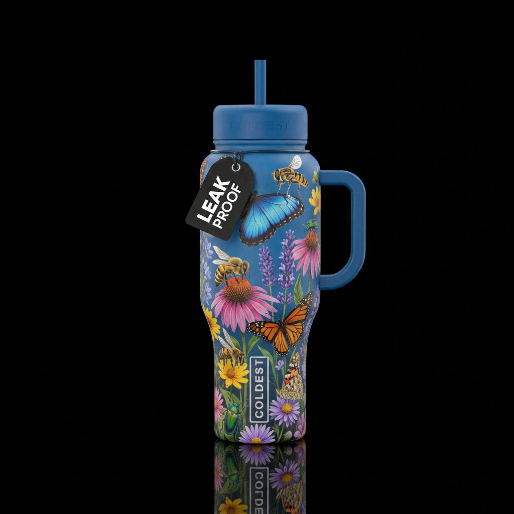 Nectar loving insects water bottle design
