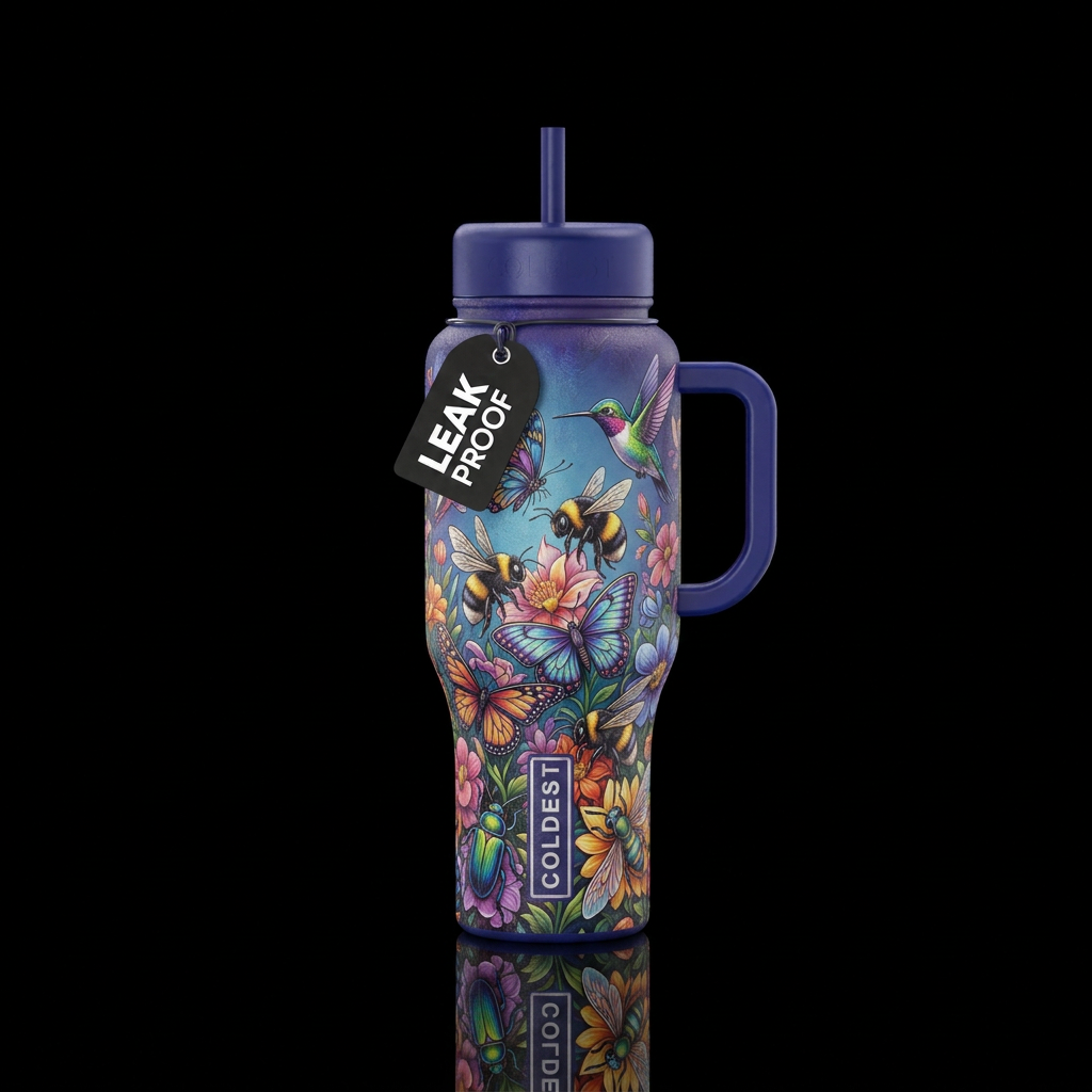 Nectar loving insects water bottle design