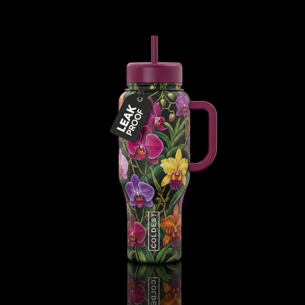 Orchids water bottle design