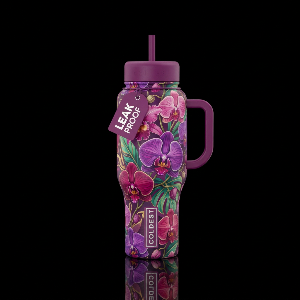 Orchids water bottle design