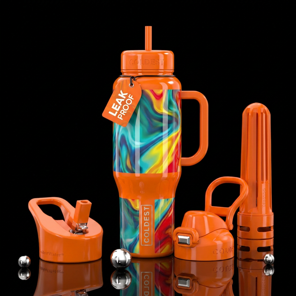 Glossy orange water bottle design