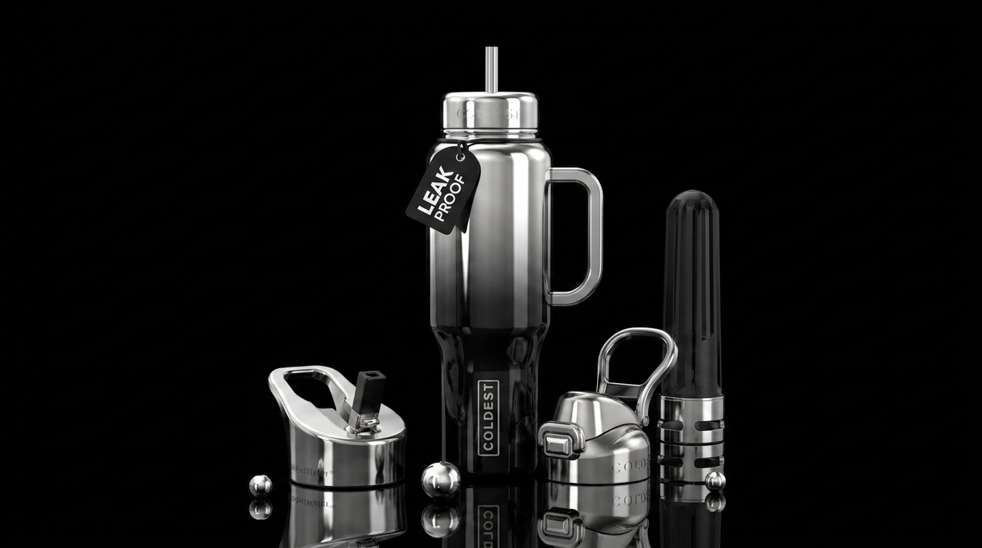 Glossy black silver hombre water bottle design