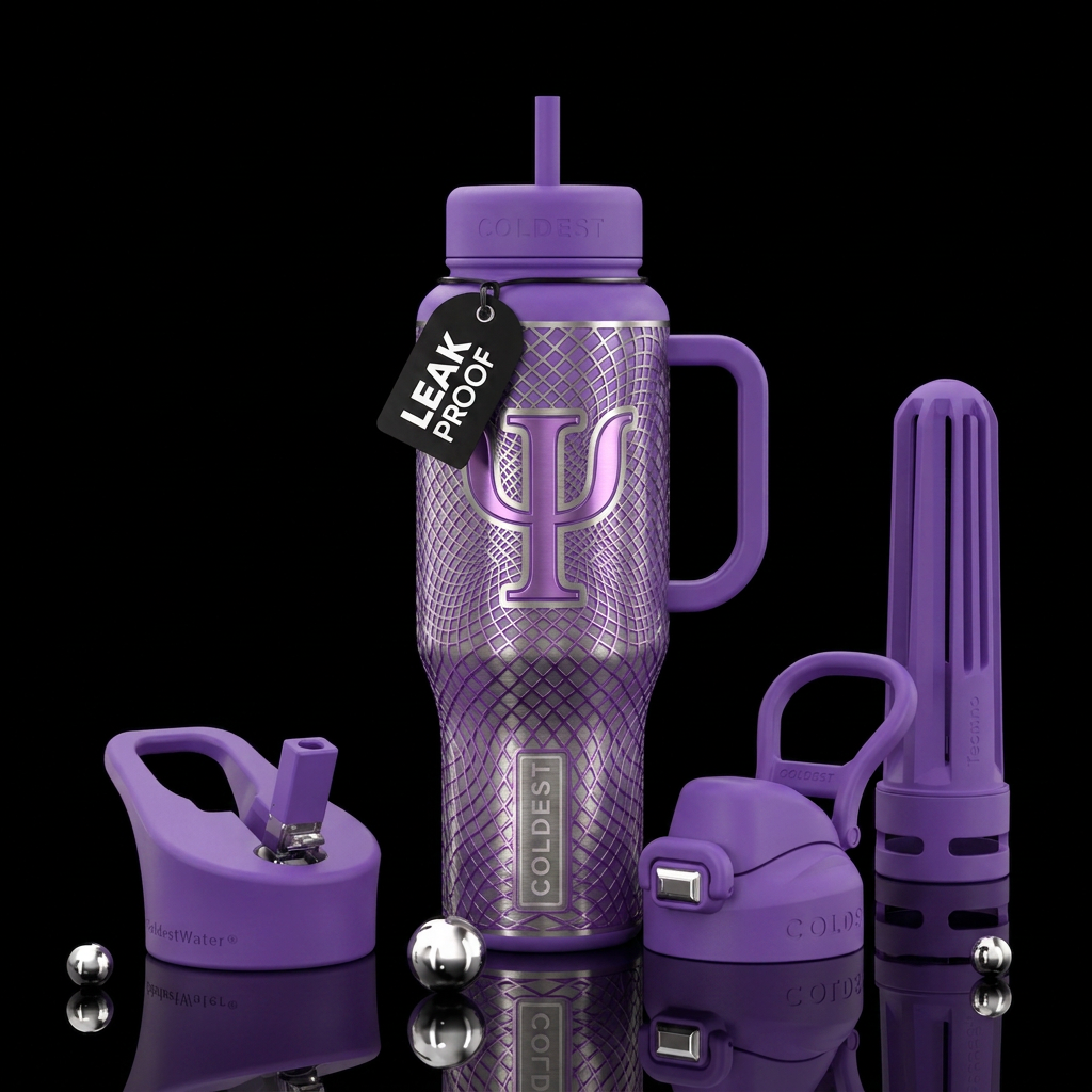 Metalic etching with purple ofthe psychology symbo... water bottle design