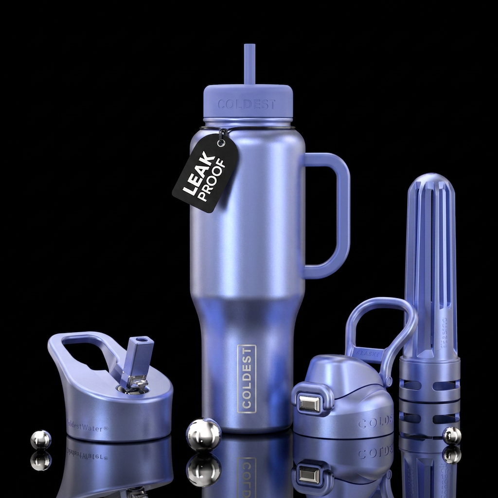 Metalic  periwinkle water bottle design