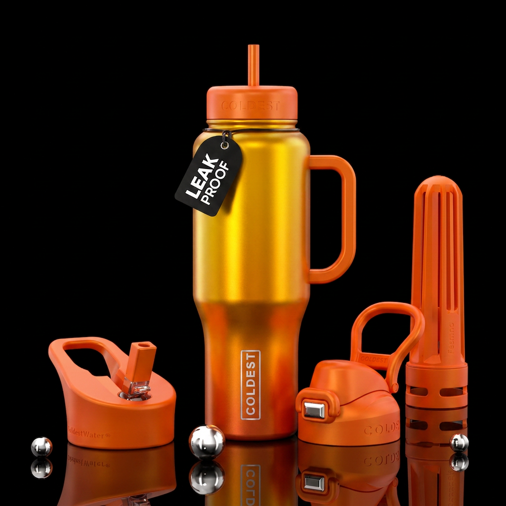 Metalic  banana tangerine fusion water bottle design