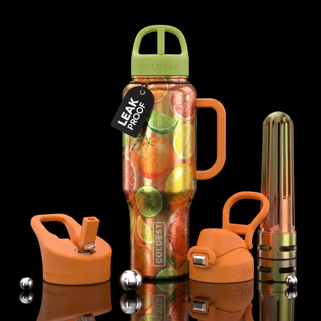Metalic citrus fusion water bottle design
