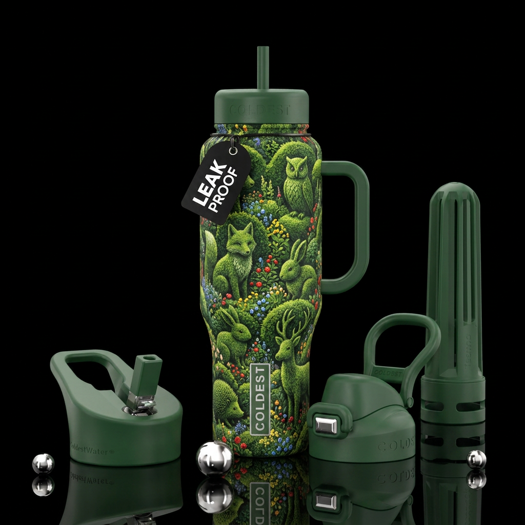 Topiary in a garden in the shape of woodland creat... water bottle design