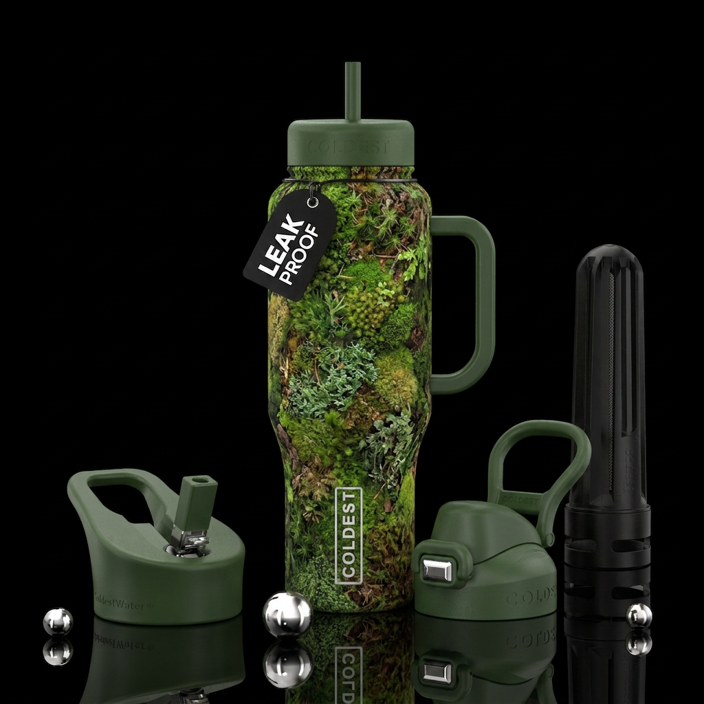 Moss water bottle design