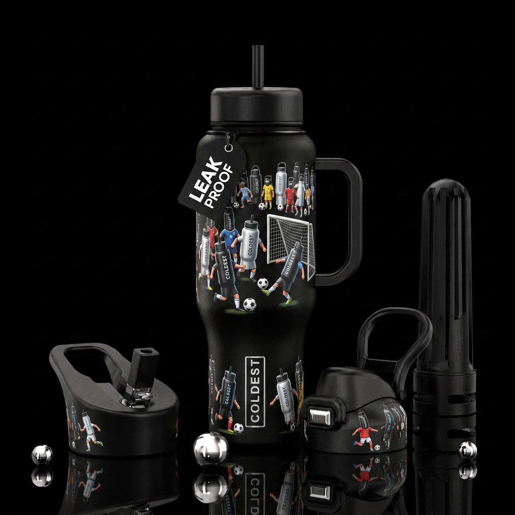 Coldest water bottles playing soccer water bottle design