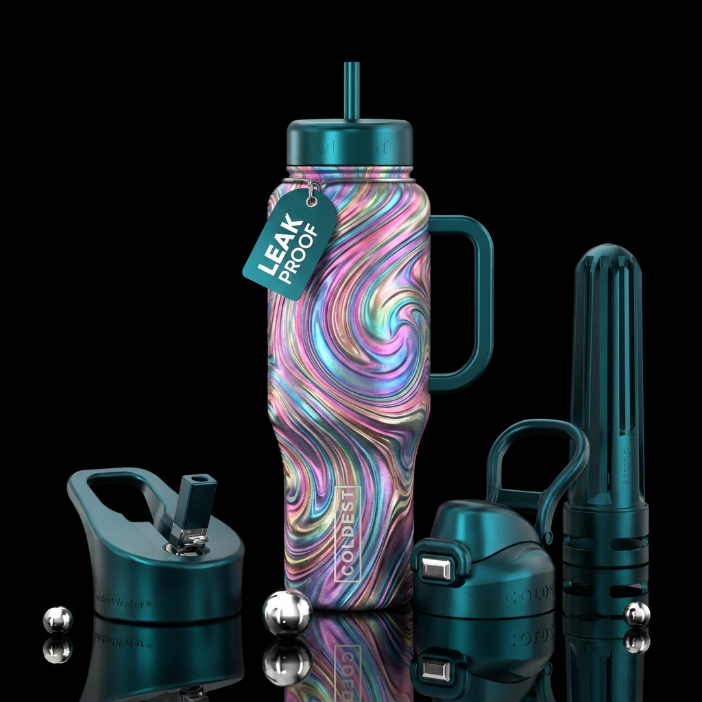 Metalic swirls in multiple colors water bottle design