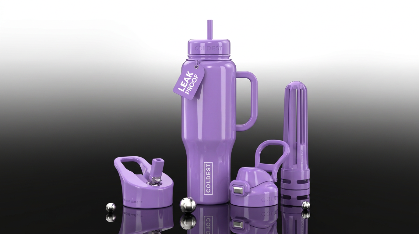 Glossy lavender water bottle design