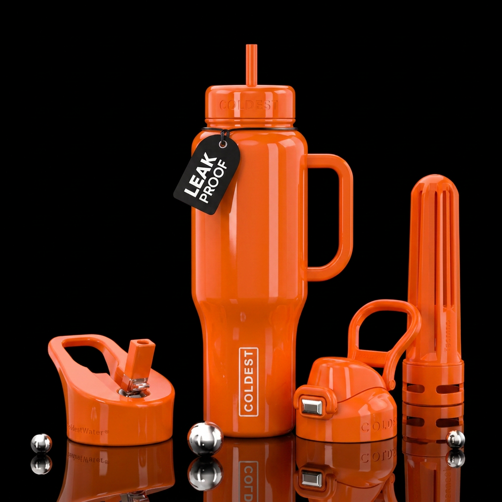 Glossy orange water bottle design