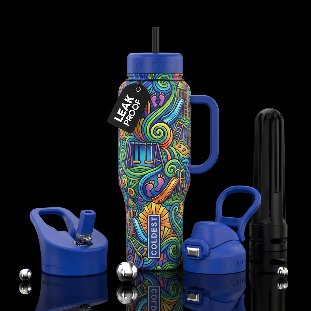 Zentangle matte textured playground water bottle design
