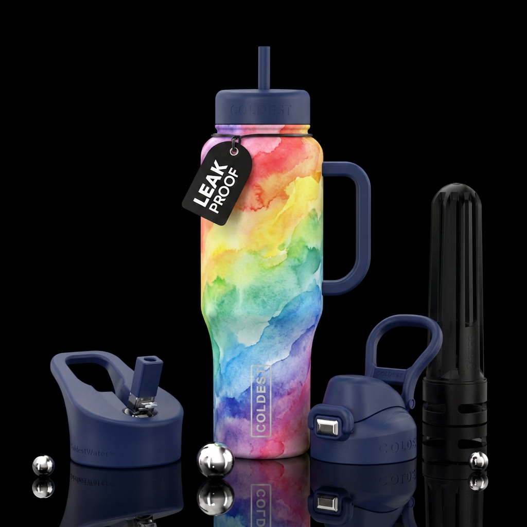 Water color rainbow water bottle design
