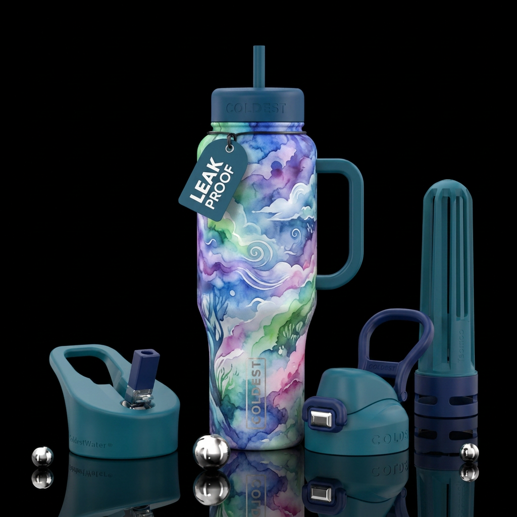 Water color dream scape water bottle design