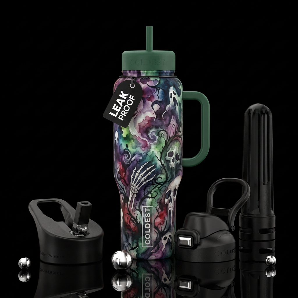 Water color nightmare water bottle design