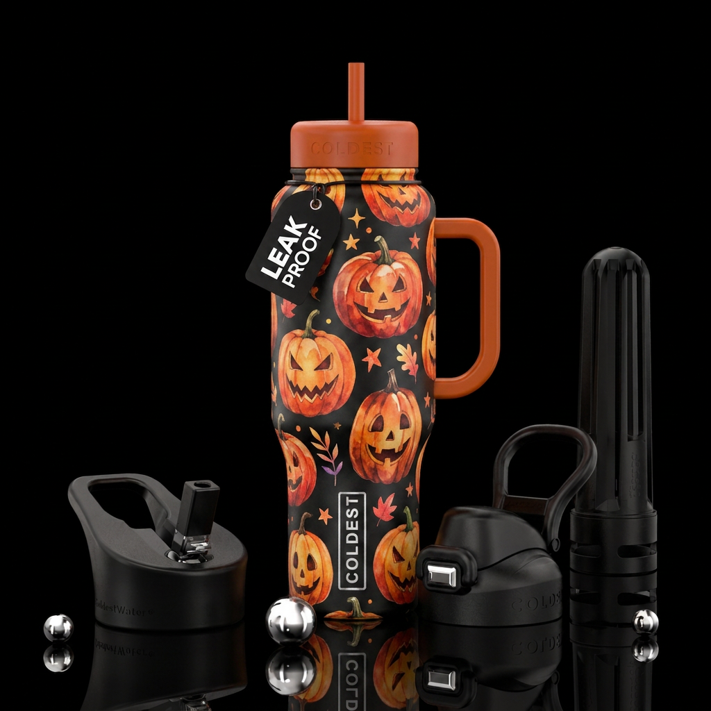 Water color jackolanterns water bottle design