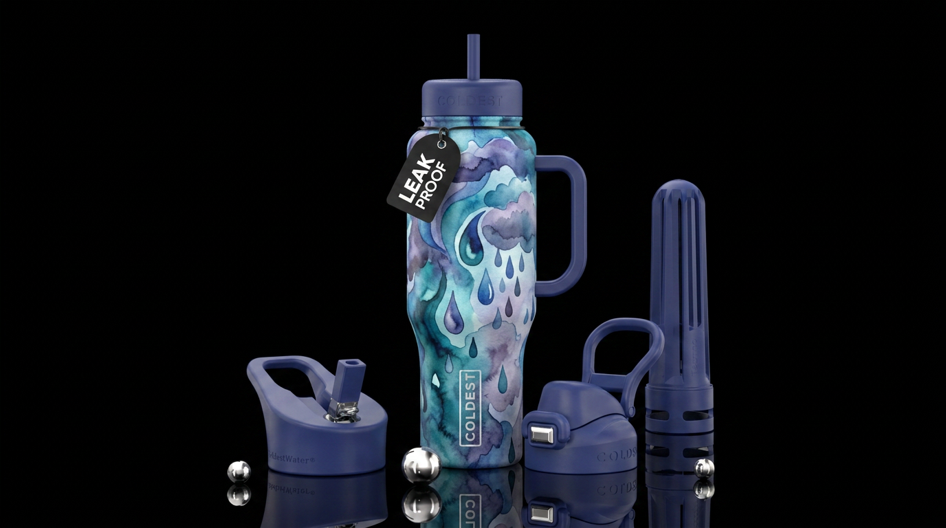Water color sadness water bottle design