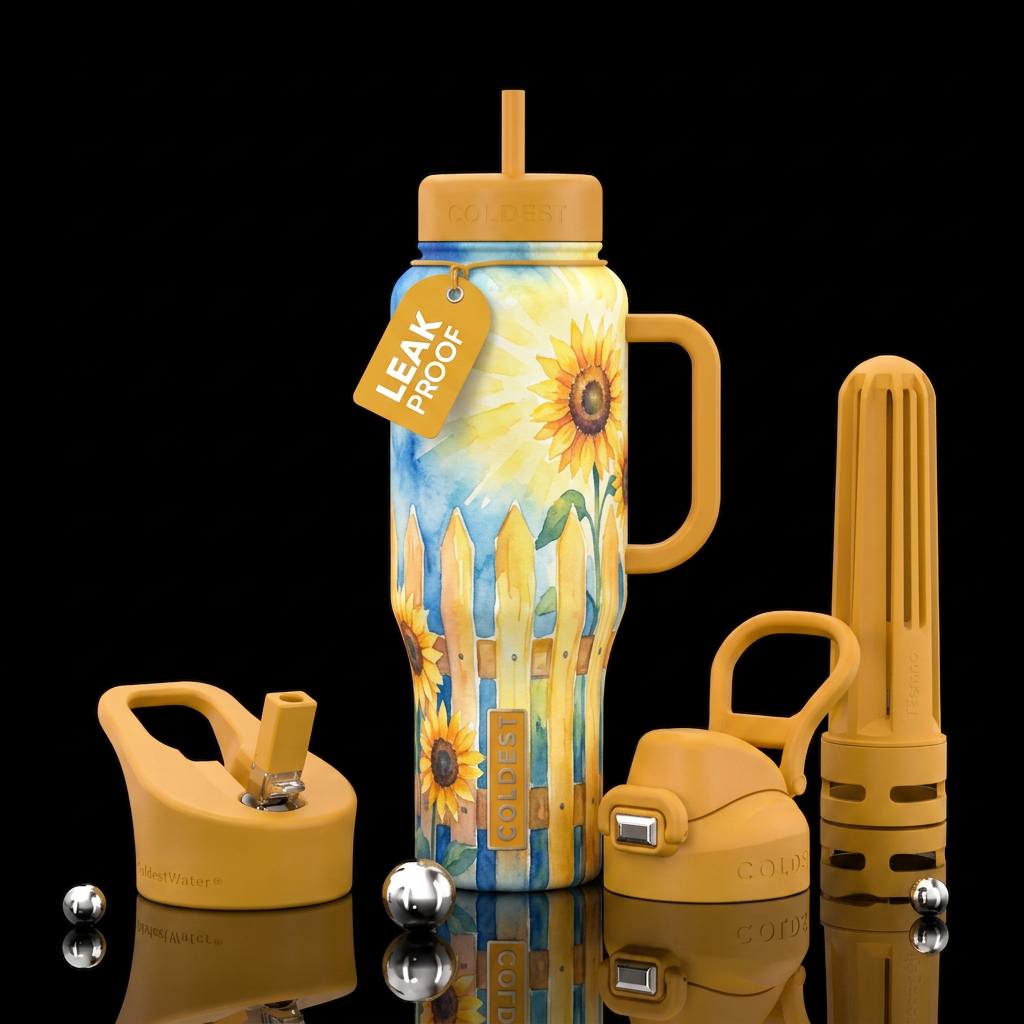 Water color picket full of sunshine water bottle design