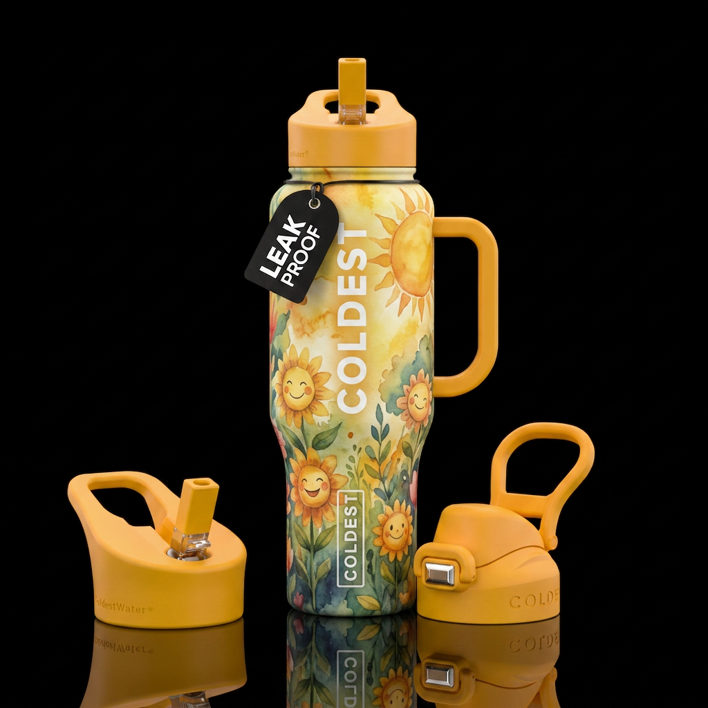 Water color pocket full of sunshine water bottle design