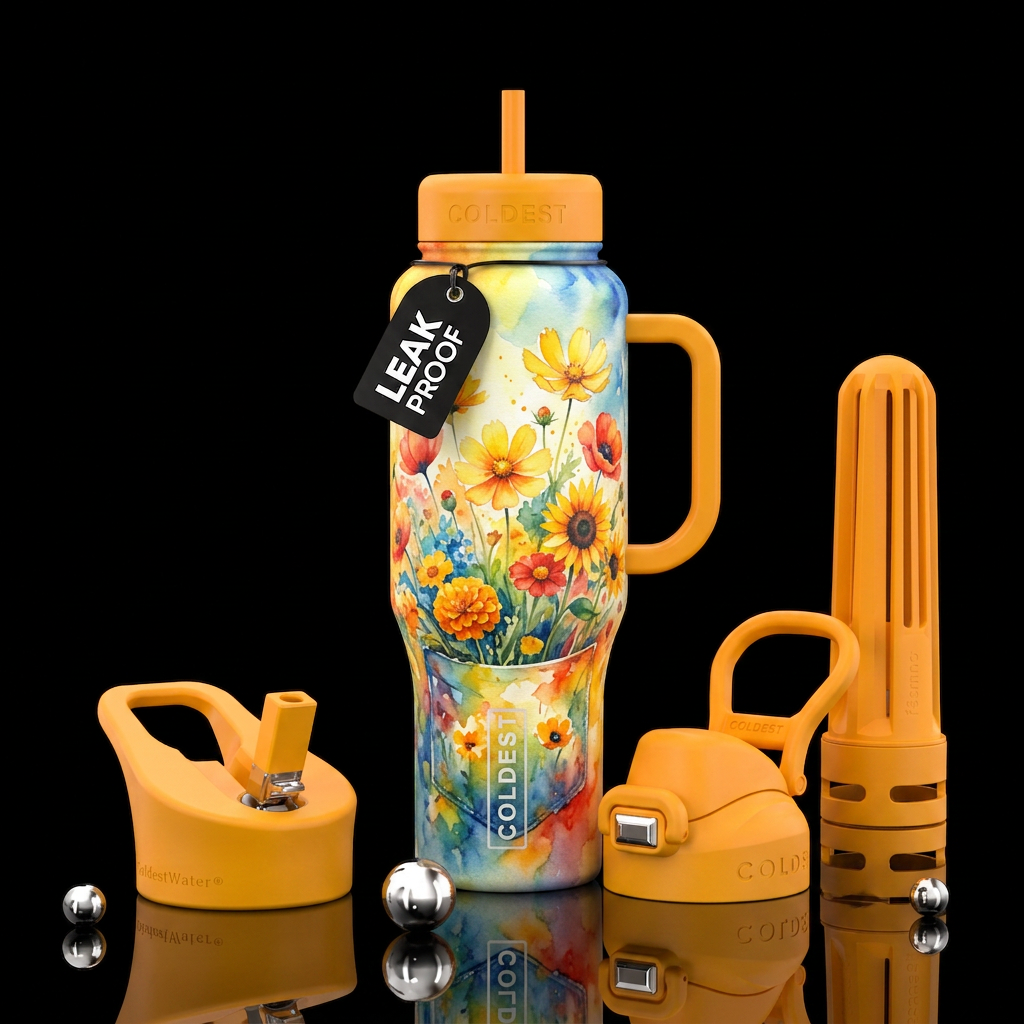 Water color pocket full of sunshine water bottle design