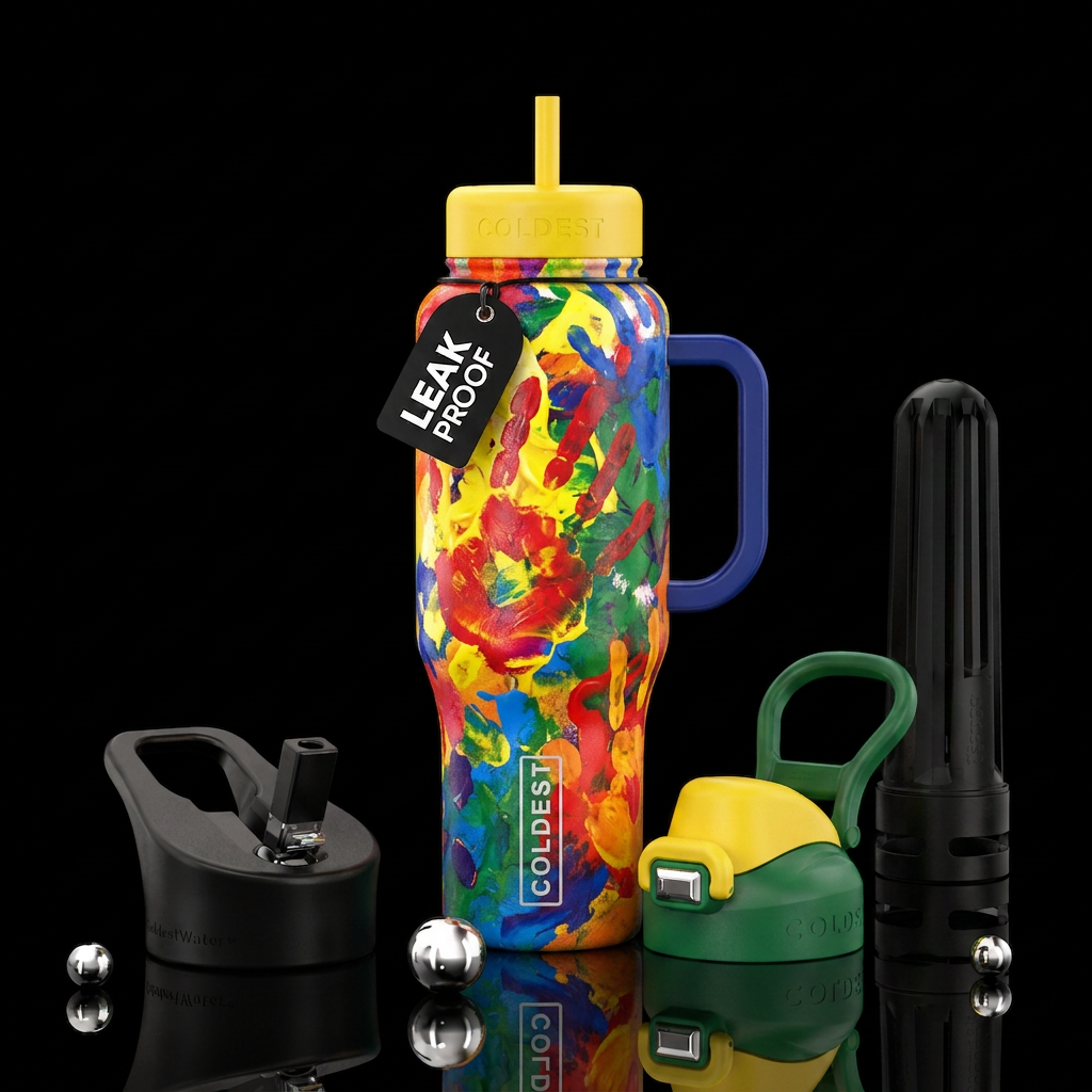 Finger painting joy water bottle design