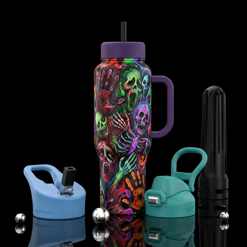 Finger painting nightmare water bottle design