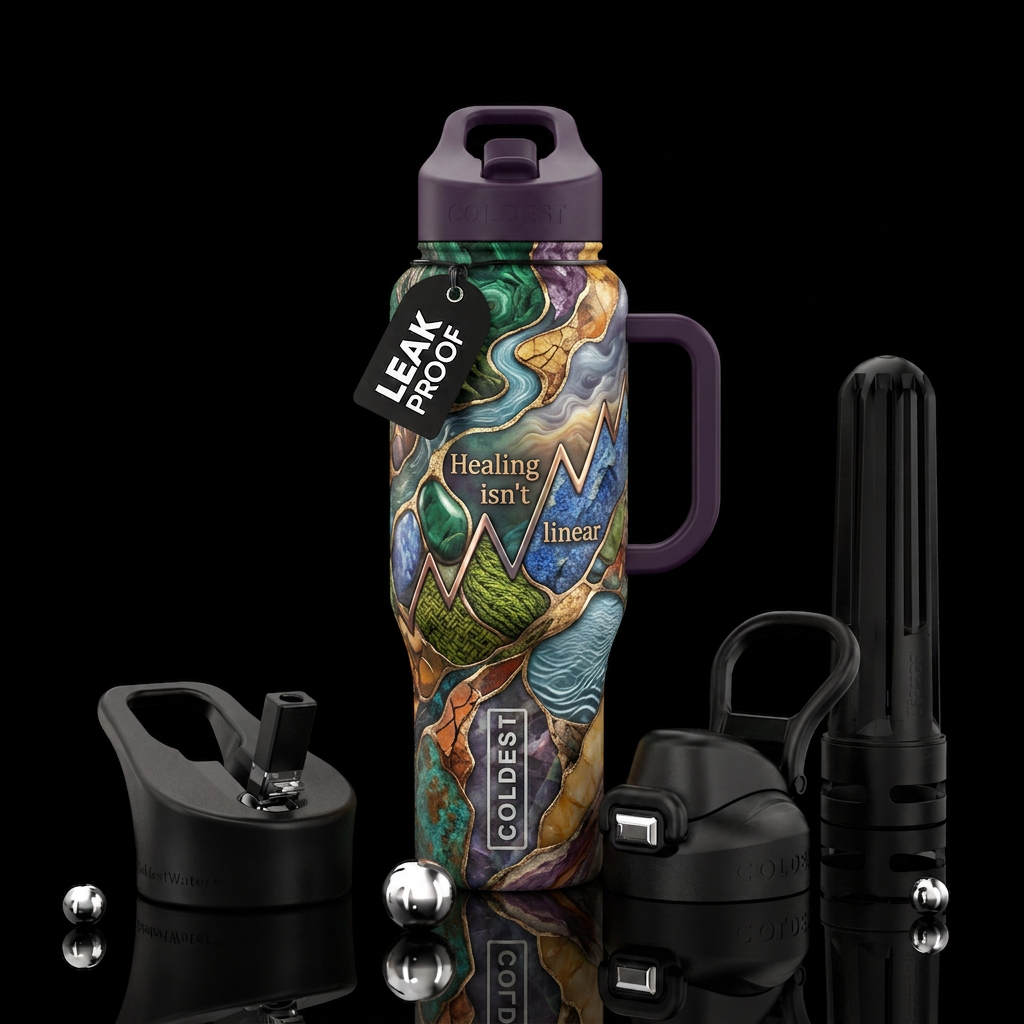 Healing isn't linear water bottle design