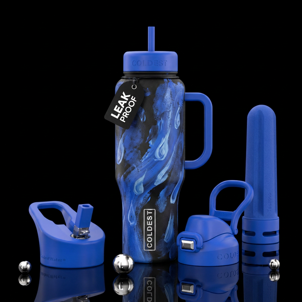 Finger paint filling the river with tears water bottle design