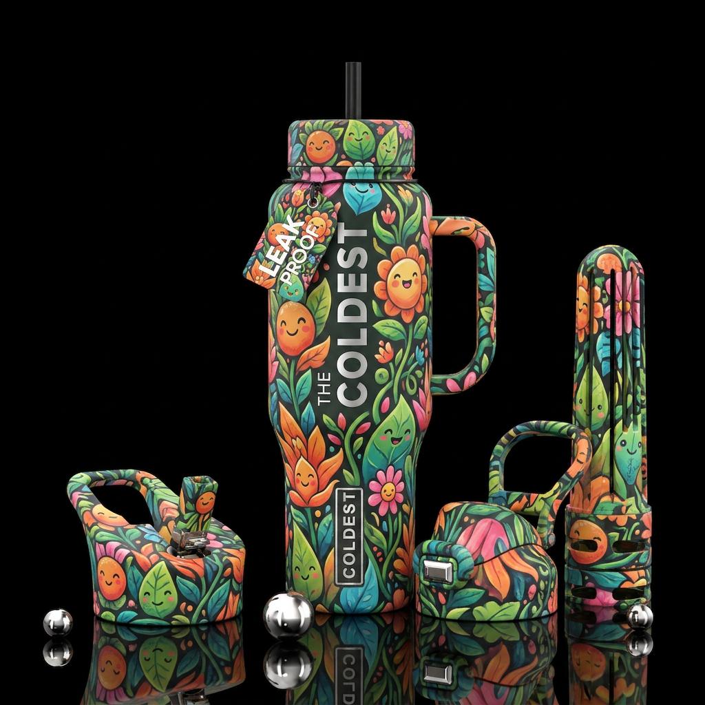 Happy plants water bottle design