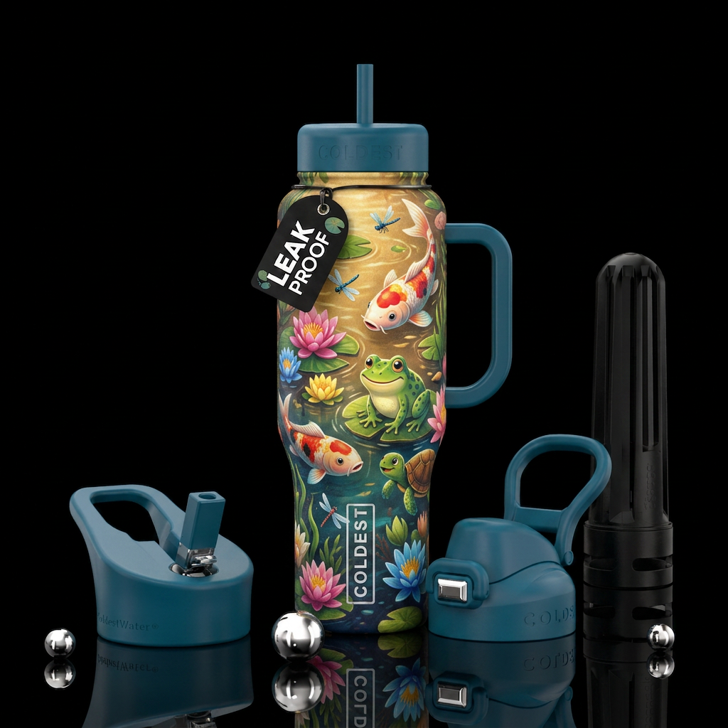 Happy pond life water bottle design