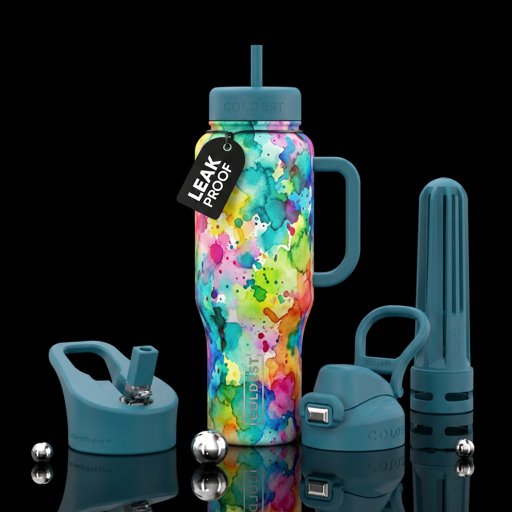 Abstract water color joy water bottle design