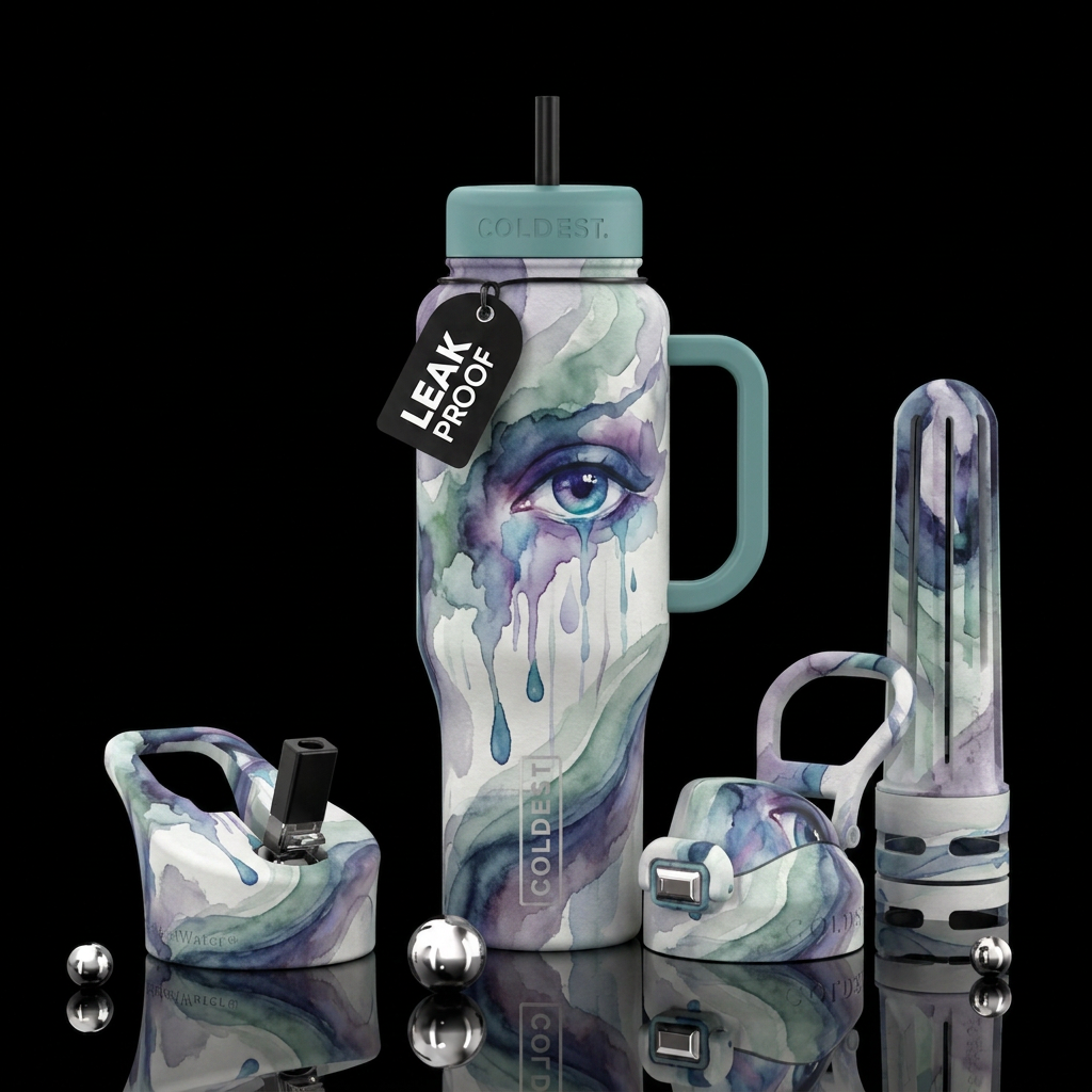 Abstract water color sorrow water bottle design