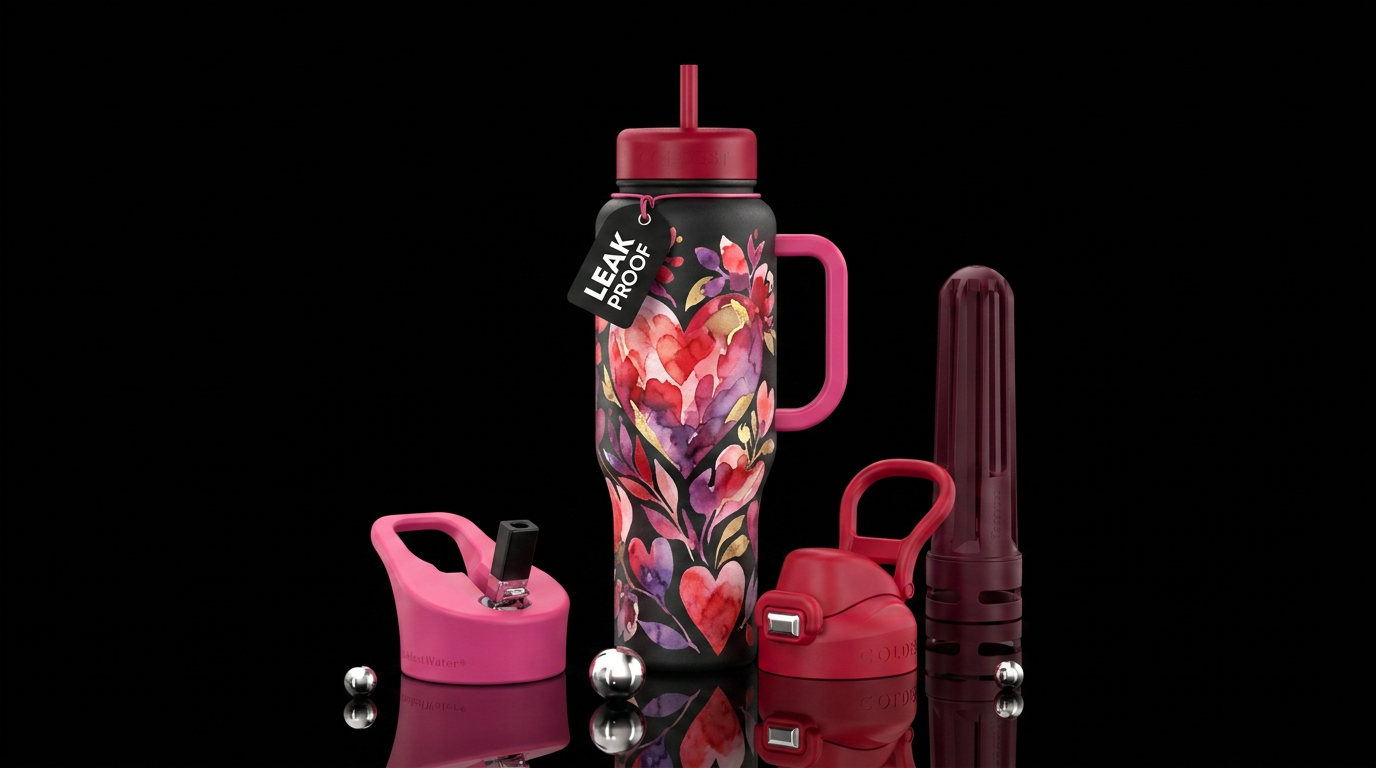 Abstract water color valentine water bottle design