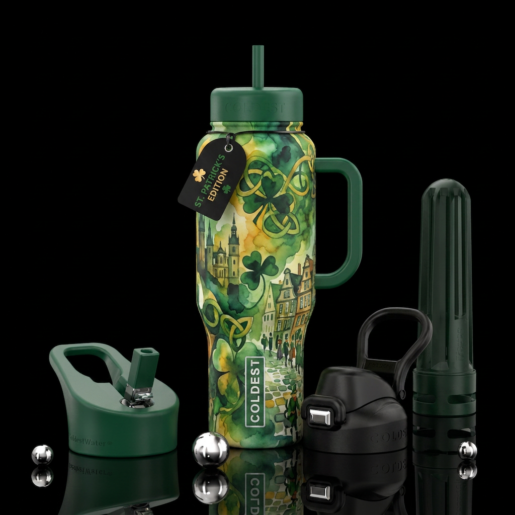 Abstract water color street Patrick's Day water bottle design