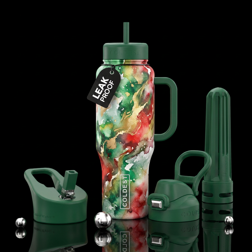 Abstract water color christmas water bottle design