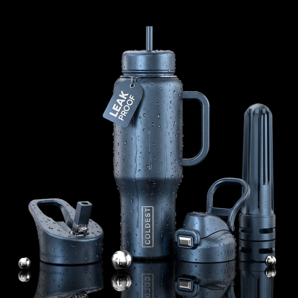 Metalic rainy day water bottle design