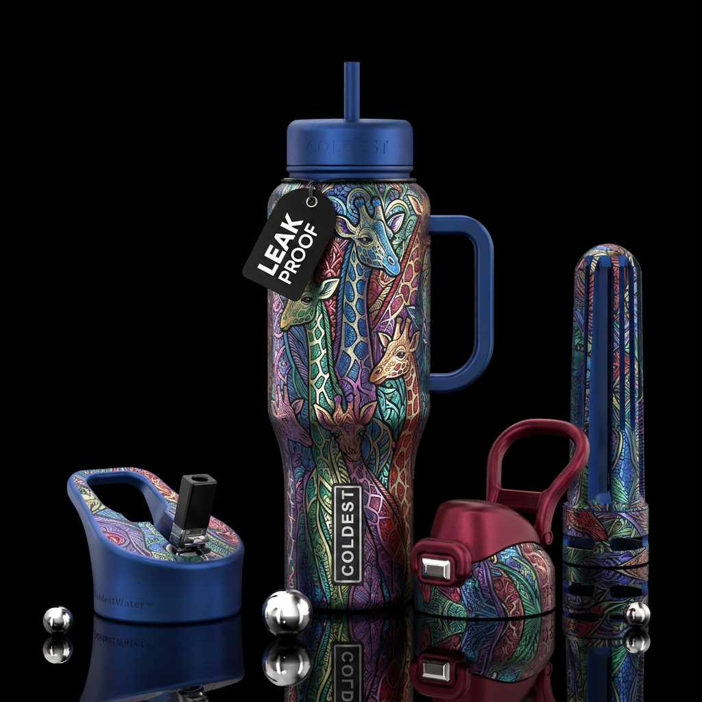 Meyalic zentangle giraffe water bottle design